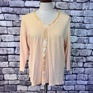 Talbots Yellow 3/4 Sleeve V-Neck Top Size 1X